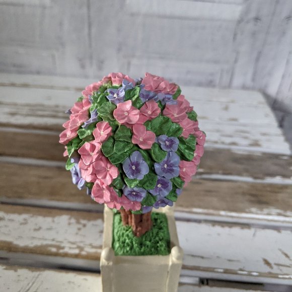 Dept 56 pink easter flowering topiaries purple tre